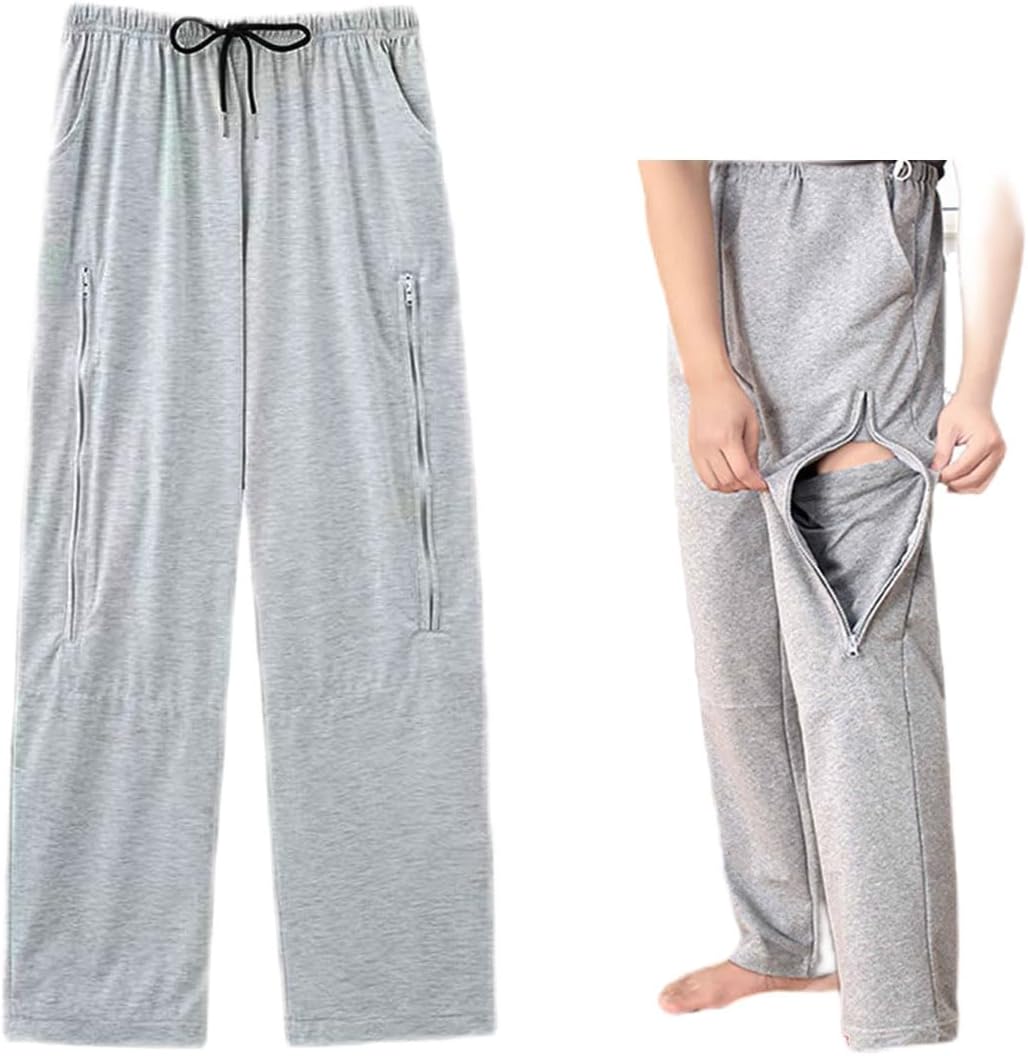 Catheter Leg Bag Pants Dual Zip Pockets, Urine Bag Trousers for Foley,